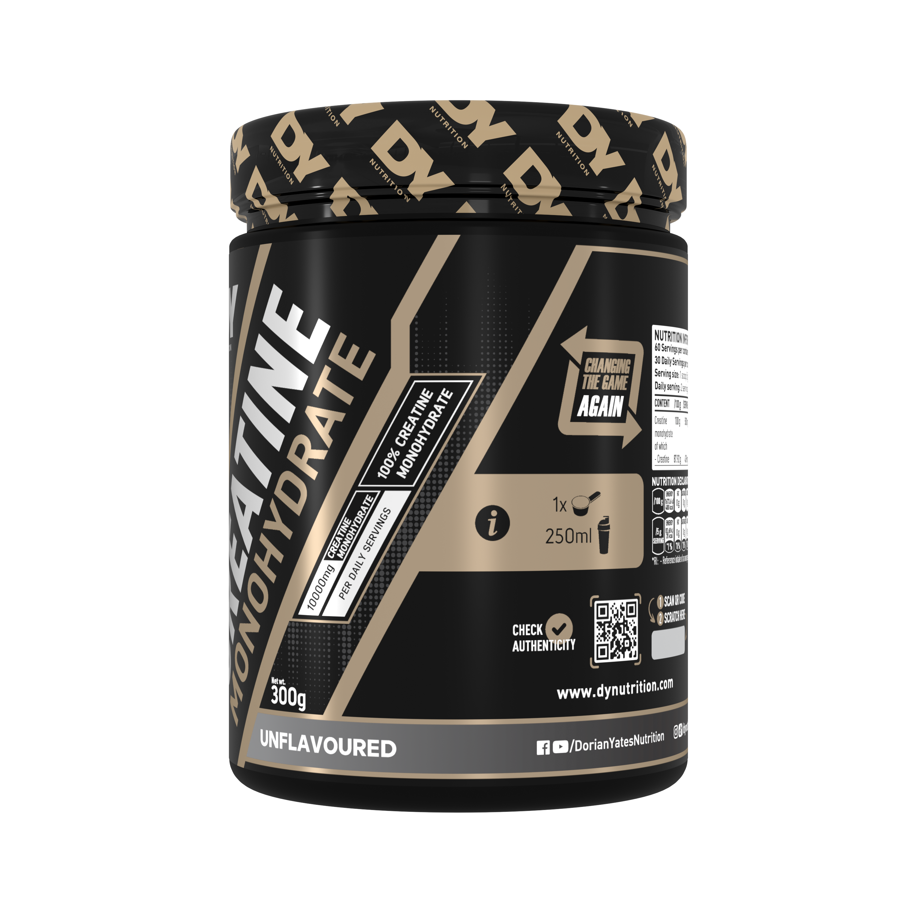 Dy Nutrition Creatine Monohydrate Dorian Yates 60 Servicios + Polera + Botella Dy Nutrition