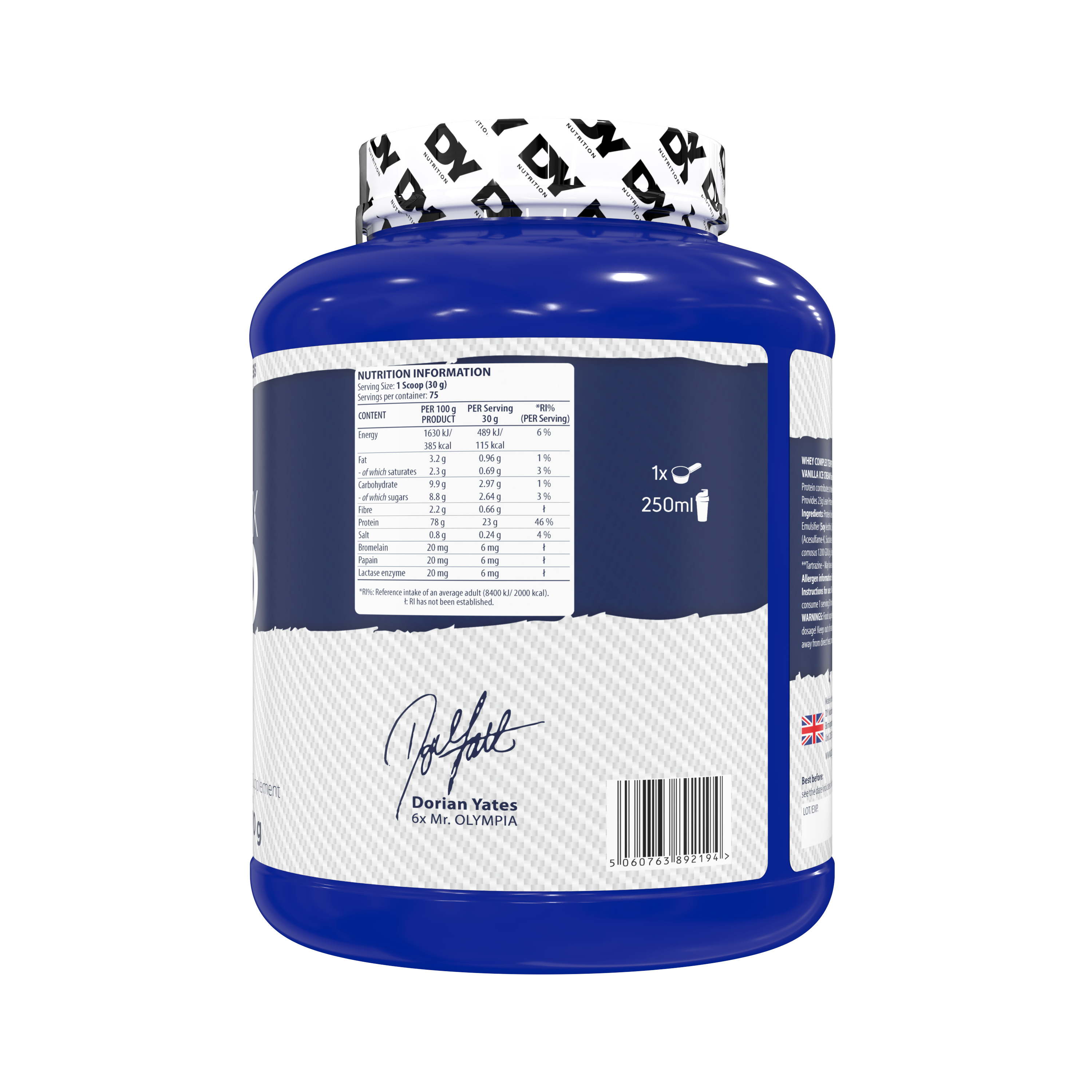 Dy Nutrition Whey Complex Tempro Dorian Yates 75 Servicios + Polera + Botella de Agua Dorian Yates