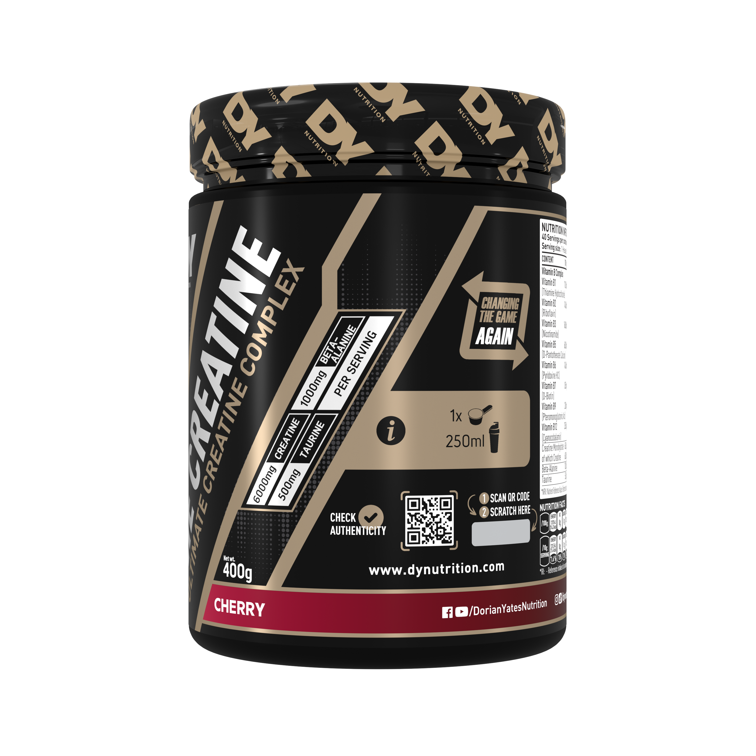 DY Nutrition The Creatine Complex 400g | 40 Servicios | Creatina con Beta-Alanina y Taurina