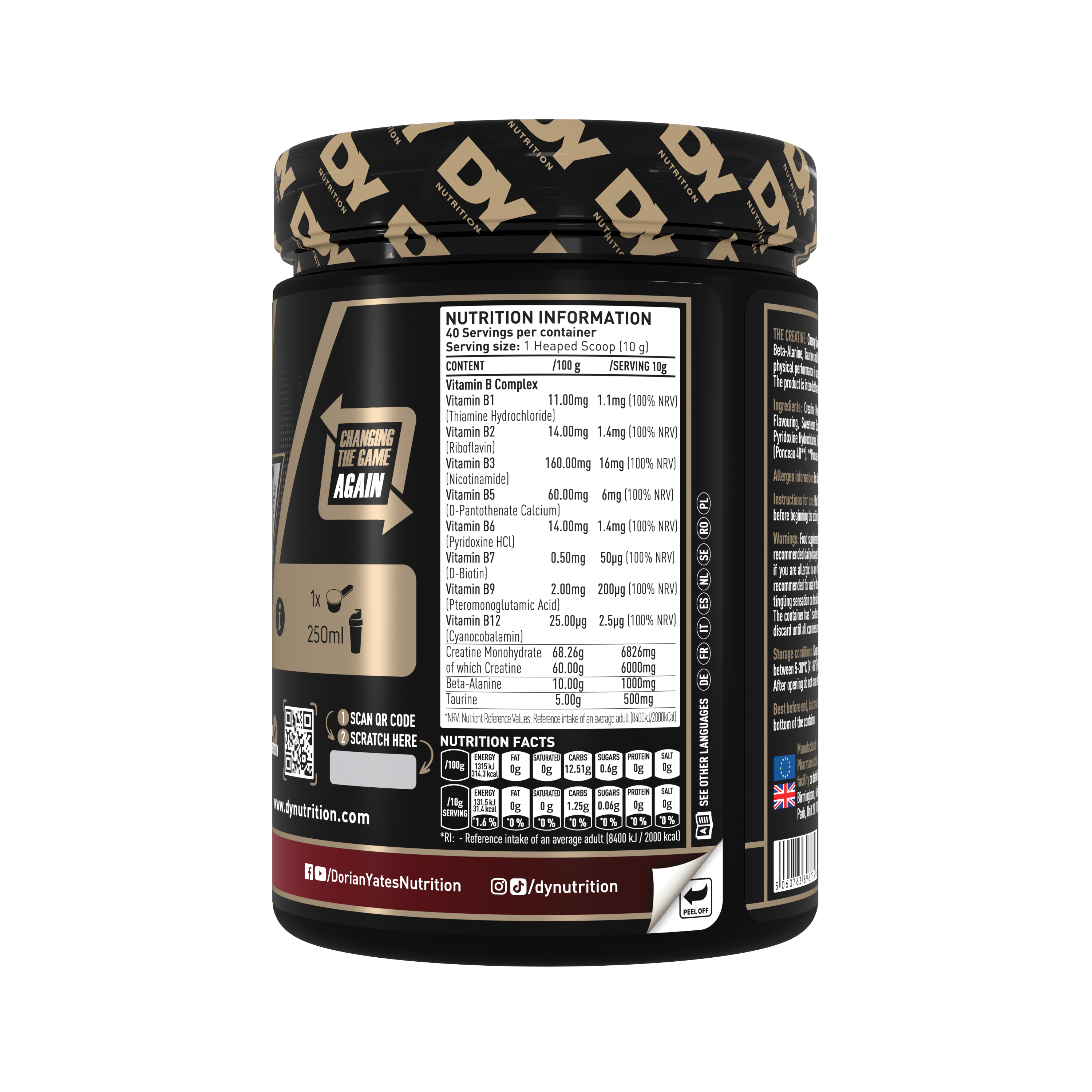 DY Nutrition The Creatine Complex 400g | 40 Servicios | Creatina con Beta-Alanina y Taurina
