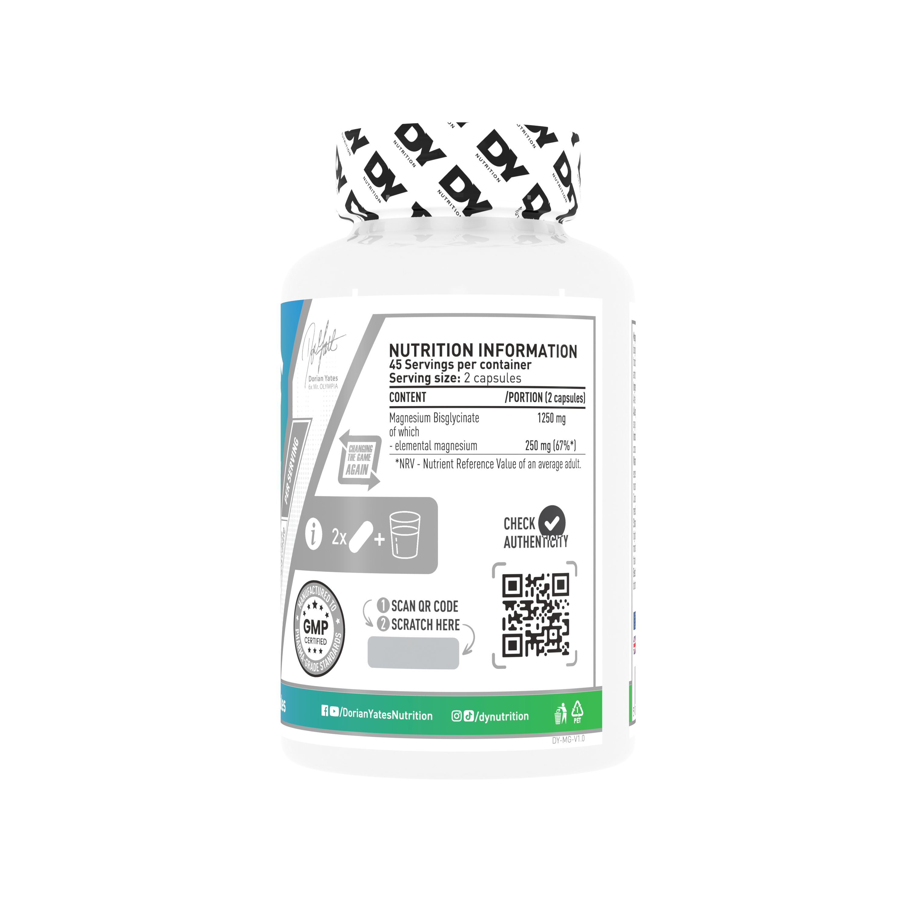 Magnesium Bisglycinate Dorian Yates 90 Cápsulas