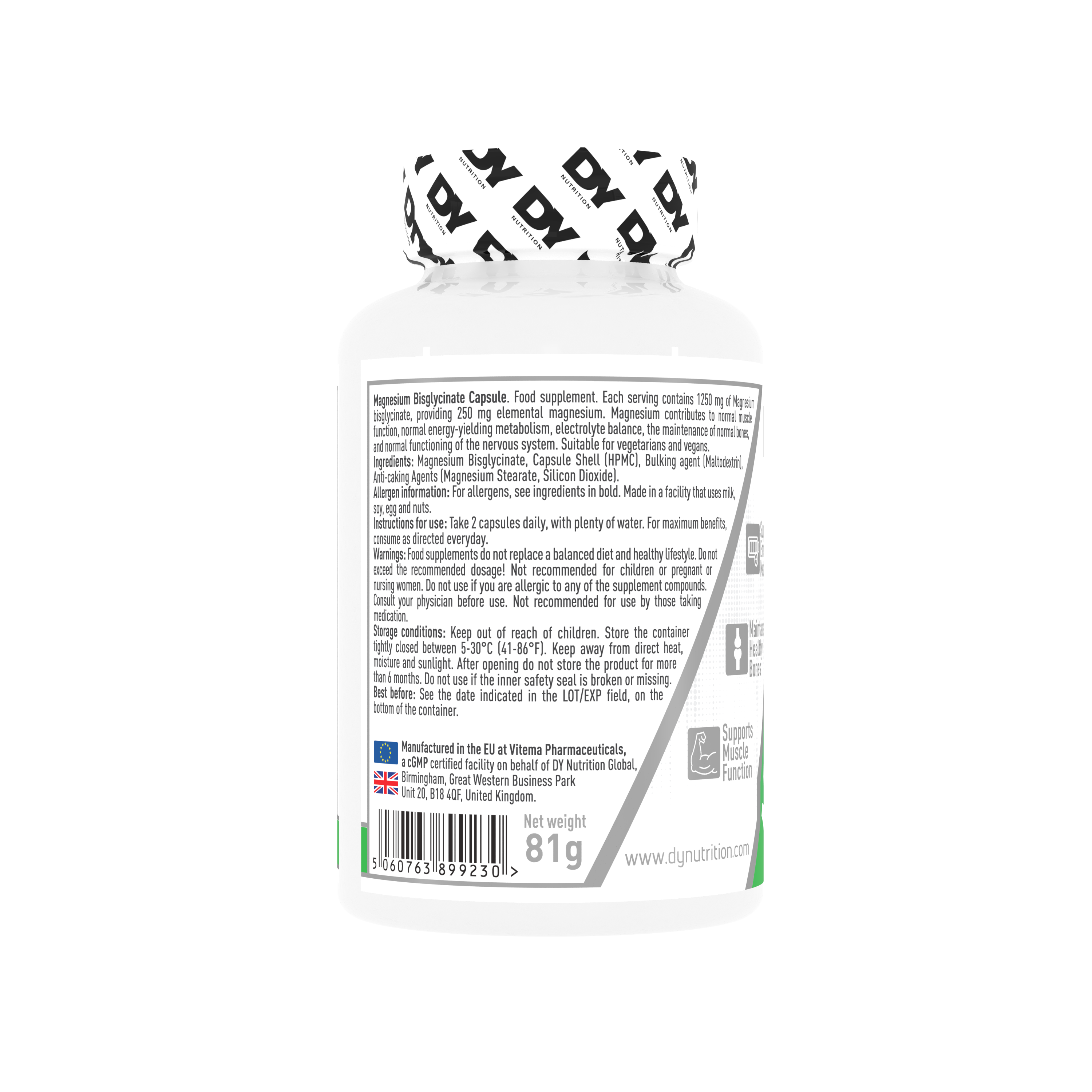 Magnesium Bisglycinate Dorian Yates 90 Cápsulas